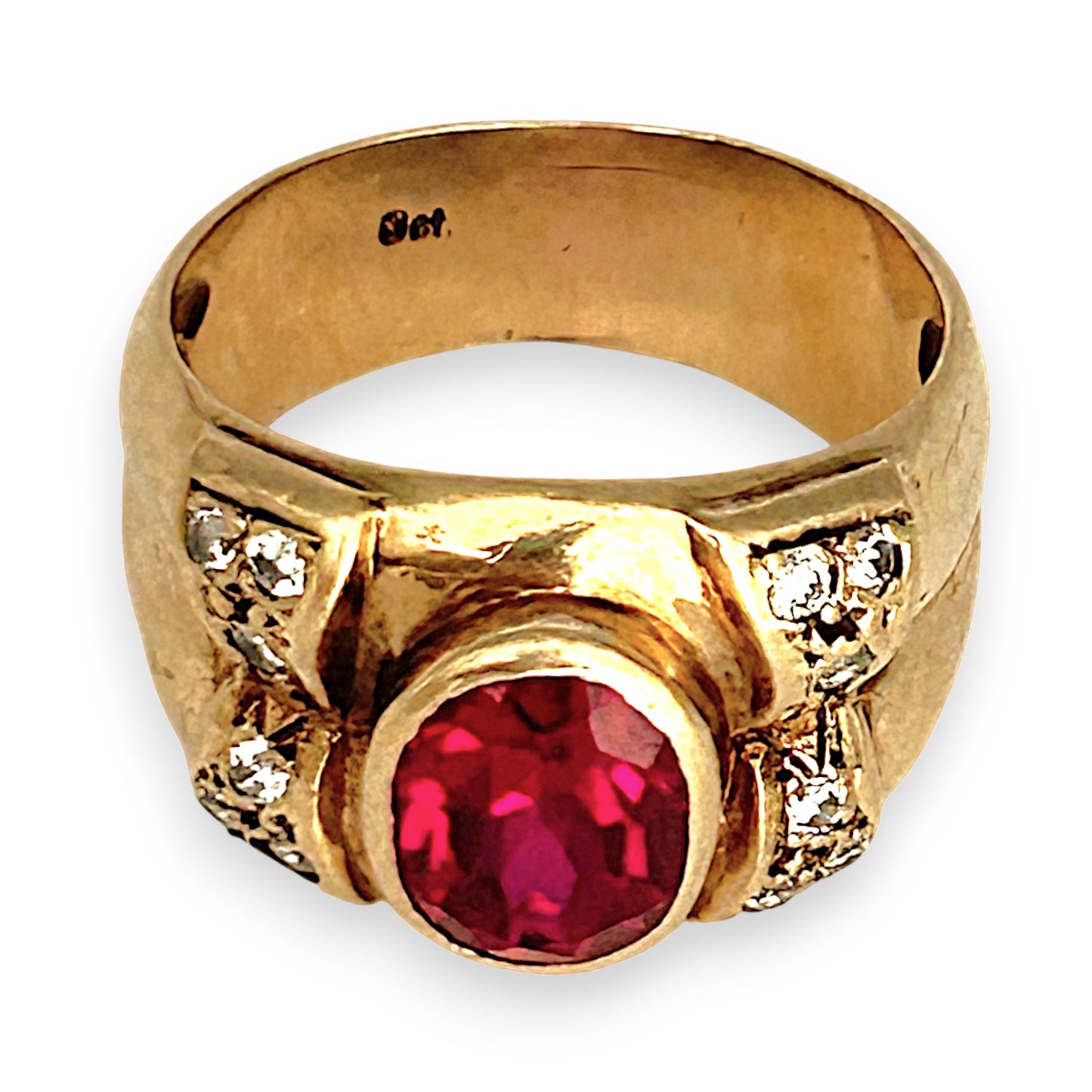 GOLD DEAL | 9ct (9K) Gold Royal Flame Ruby & CZ Dress Ring Valuation $2,400