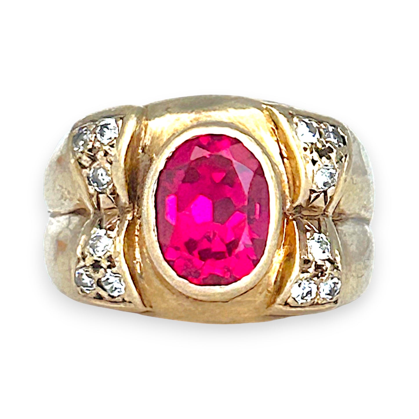 GOLD DEAL | 9ct (9K) Gold Royal Flame Ruby & CZ Dress Ring Valuation $2,400