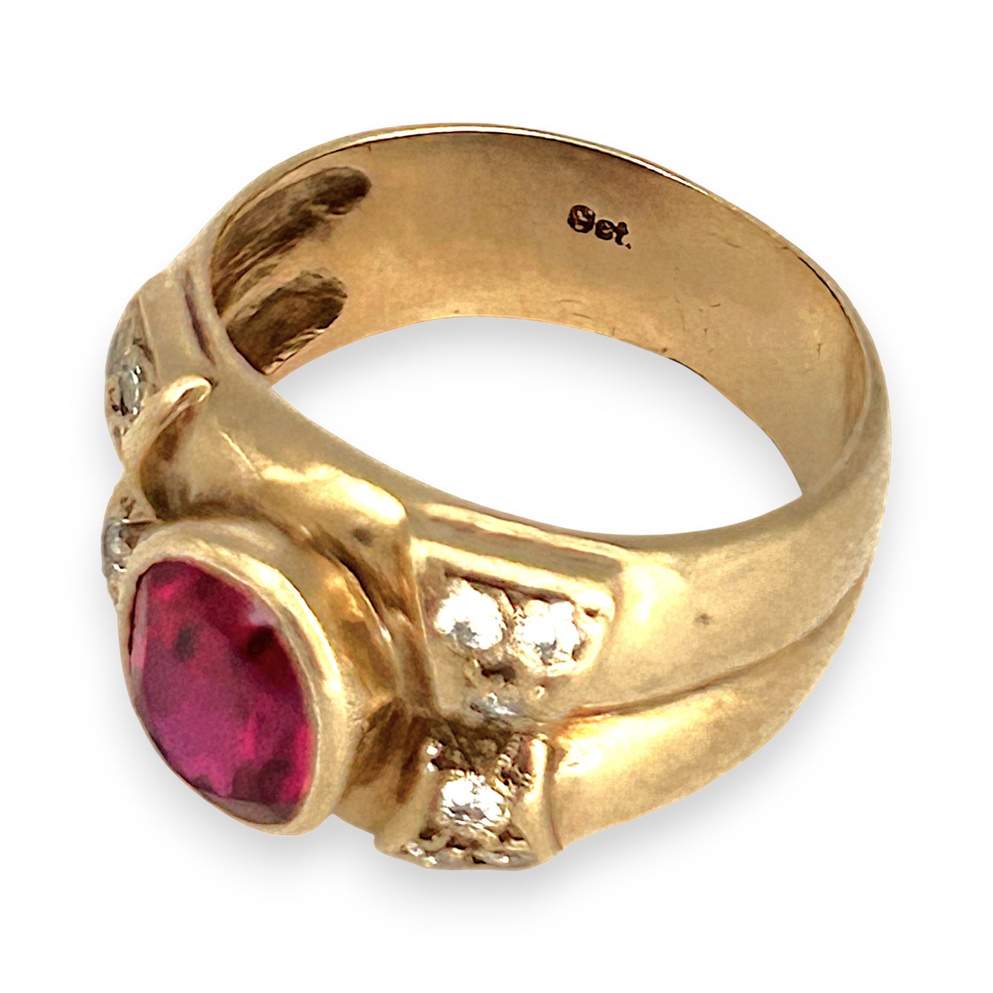 GOLD DEAL | 9ct (9K) Gold Royal Flame Ruby & CZ Dress Ring Valuation $2,400
