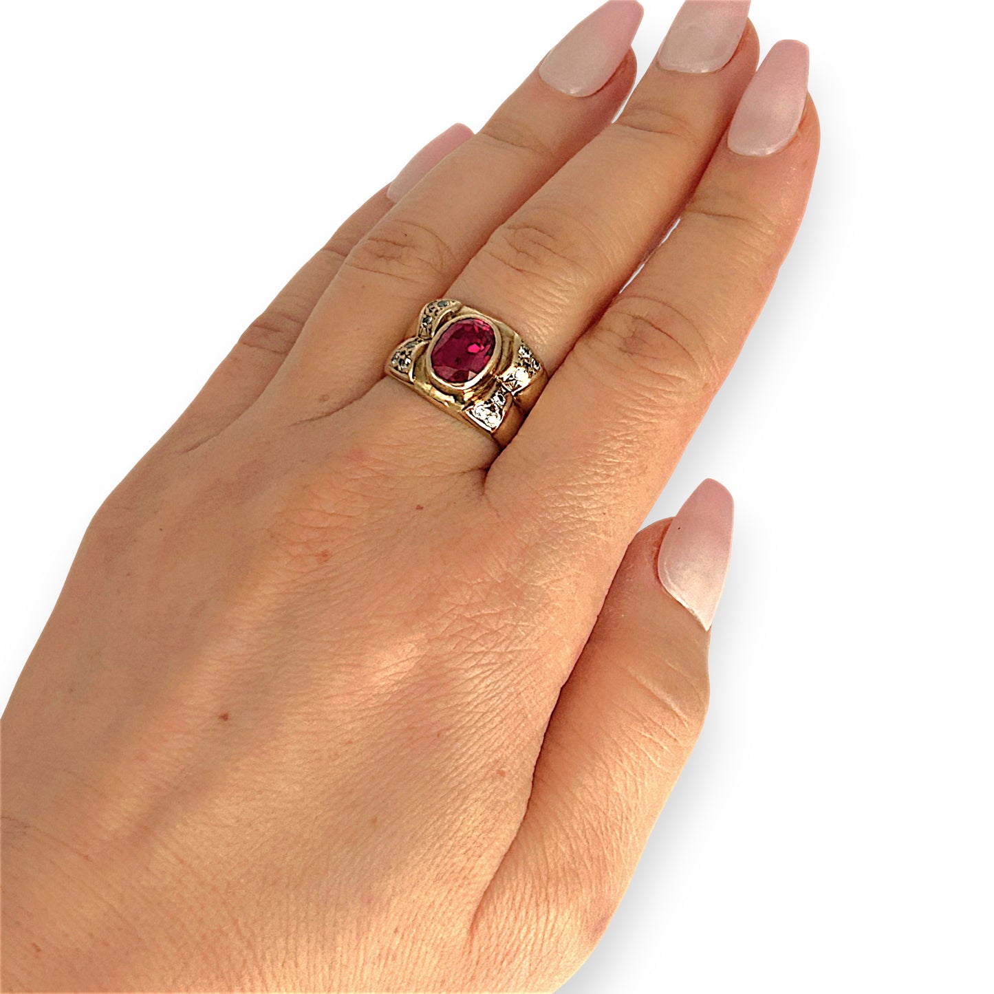 GOLD DEAL | 9ct (9K) Gold Royal Flame Ruby & CZ Dress Ring Valuation $2,400