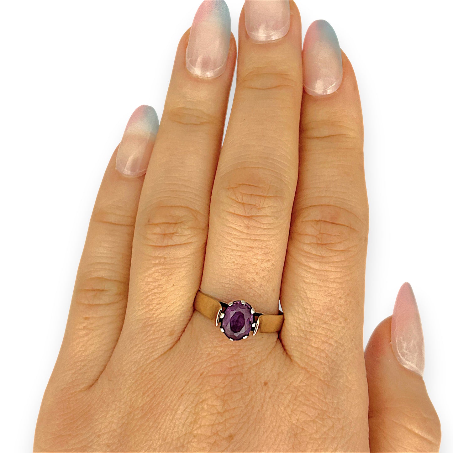 GOLD DEAL | 9ct Yellow & White Gold Twilight Sovereign Amethyst Ring