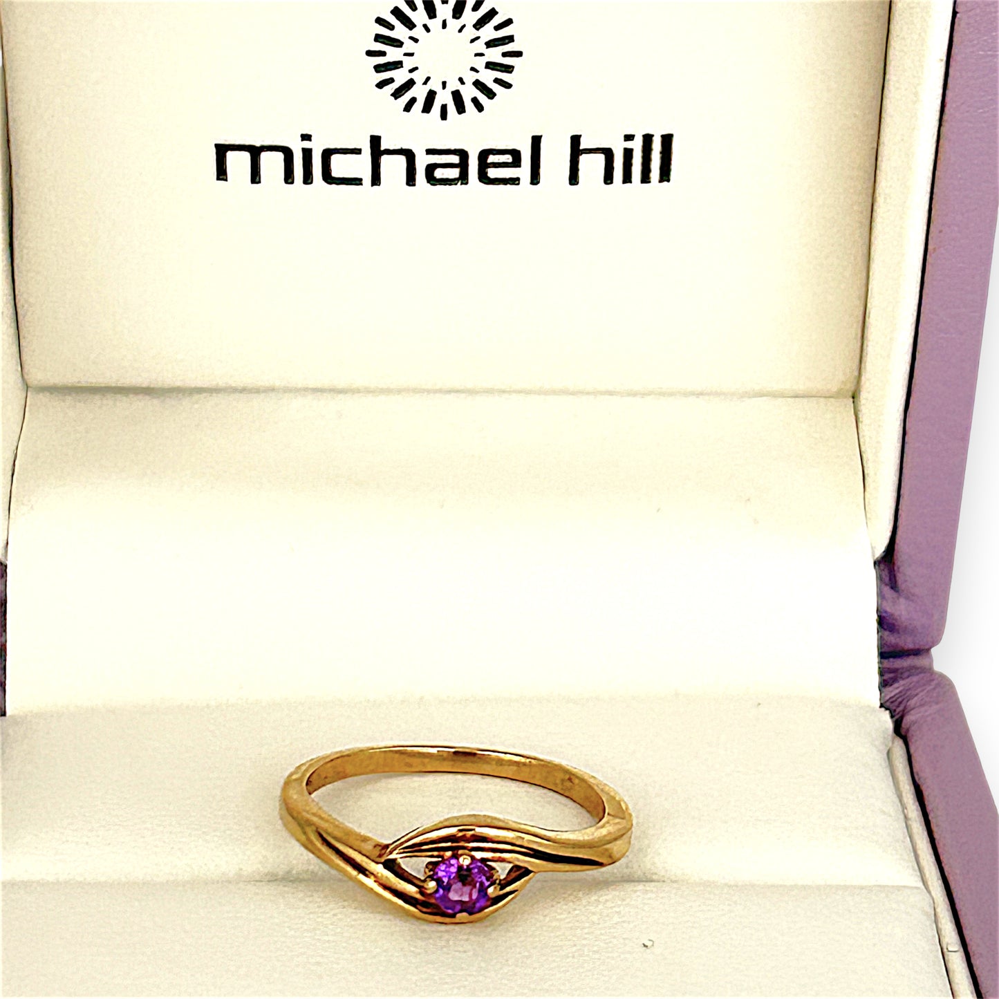 GOLD DEAL | 9ct Gold Michael Hill Violet Orbit Amethyst Ring with Sculpted Split Band