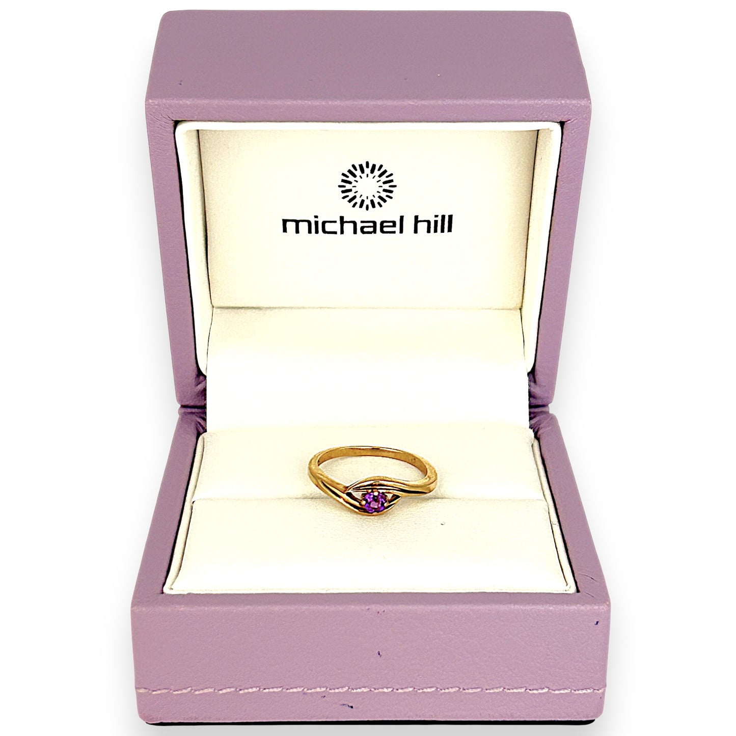 GOLD DEAL | 9ct Gold Michael Hill Violet Orbit Amethyst Ring with Sculpted Split Band