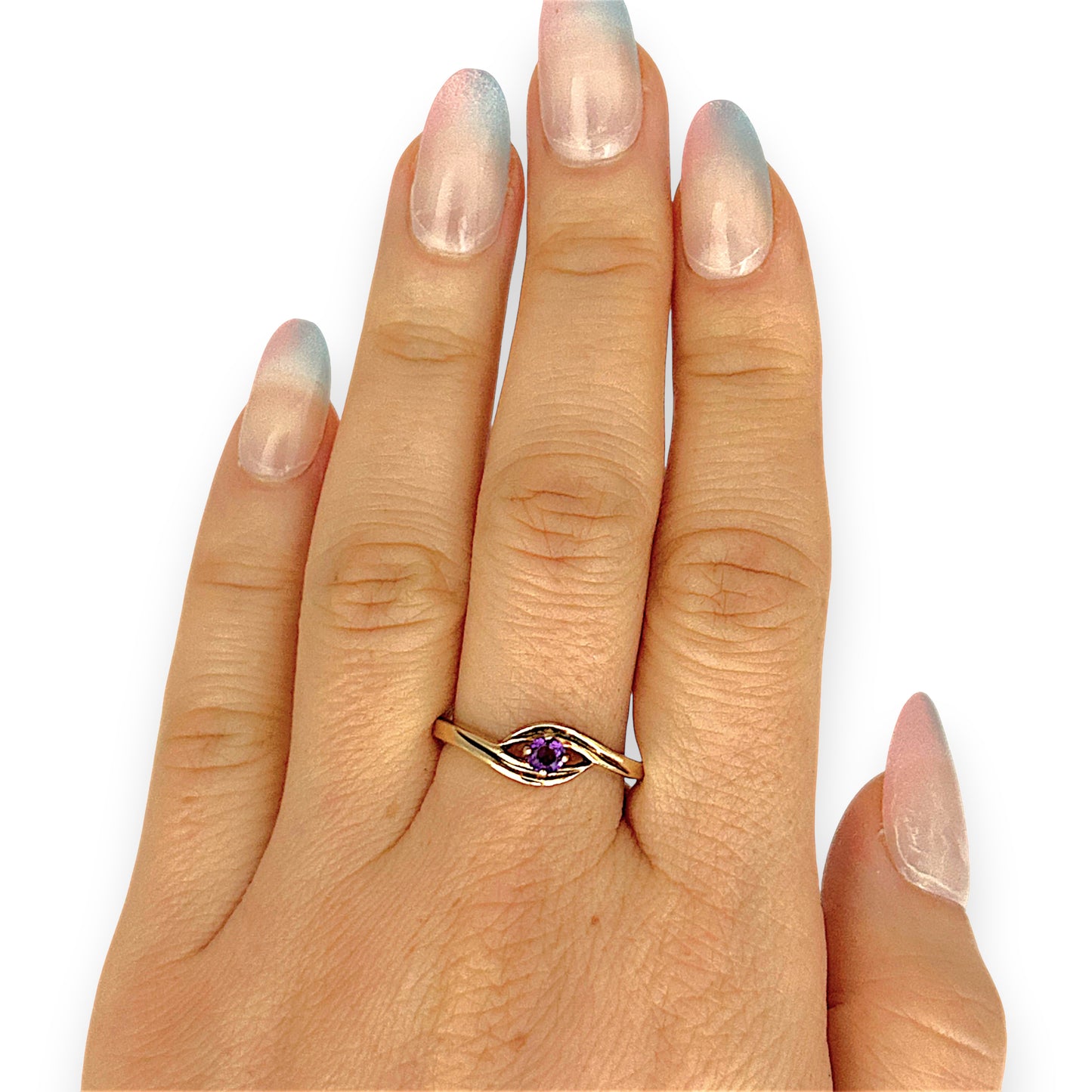 GOLD DEAL | 9ct Gold Michael Hill Violet Orbit Amethyst Ring with Sculpted Split Band