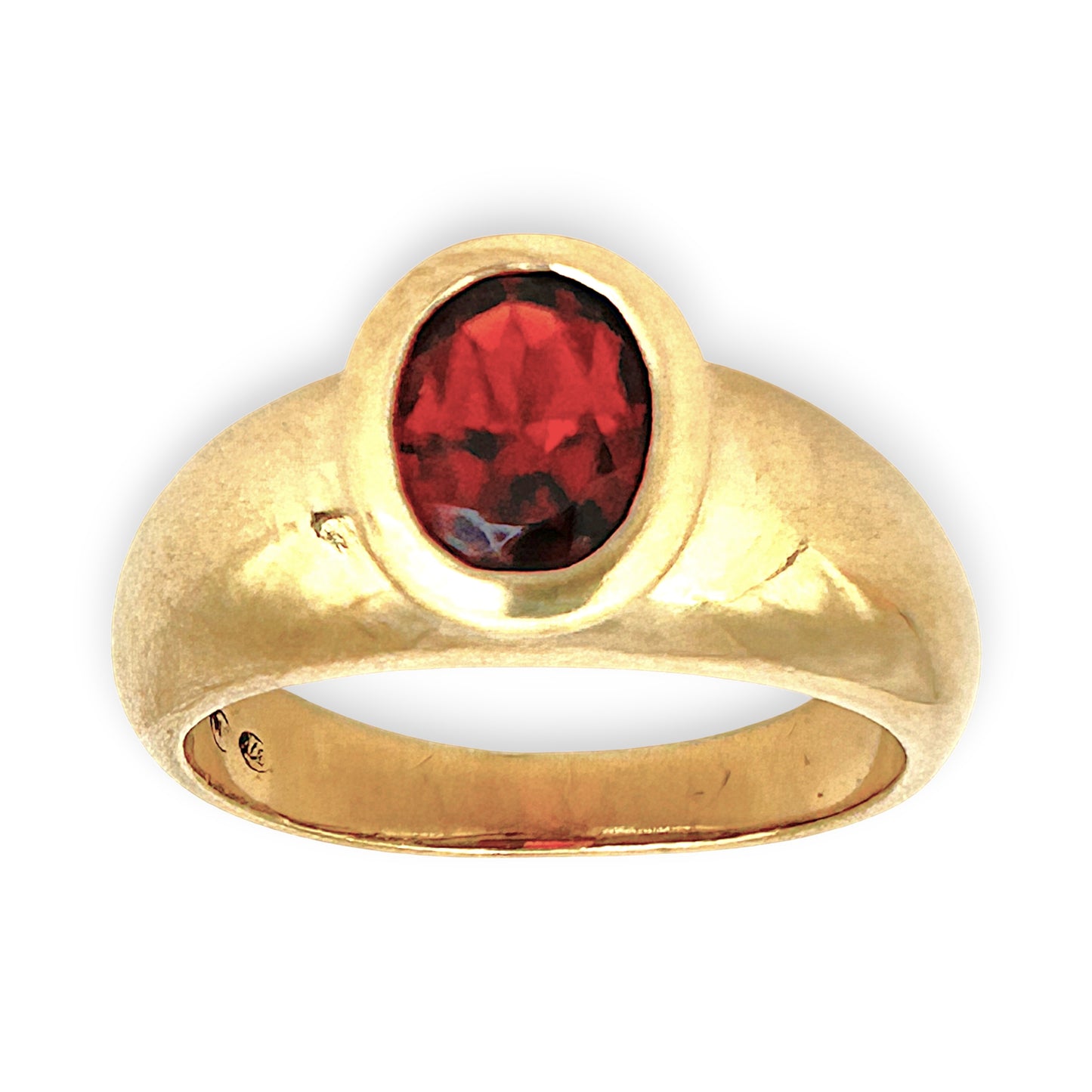 GOLD DEAL | 9ct Gold Crimson Ember Garnet Ring in Bezel Setting