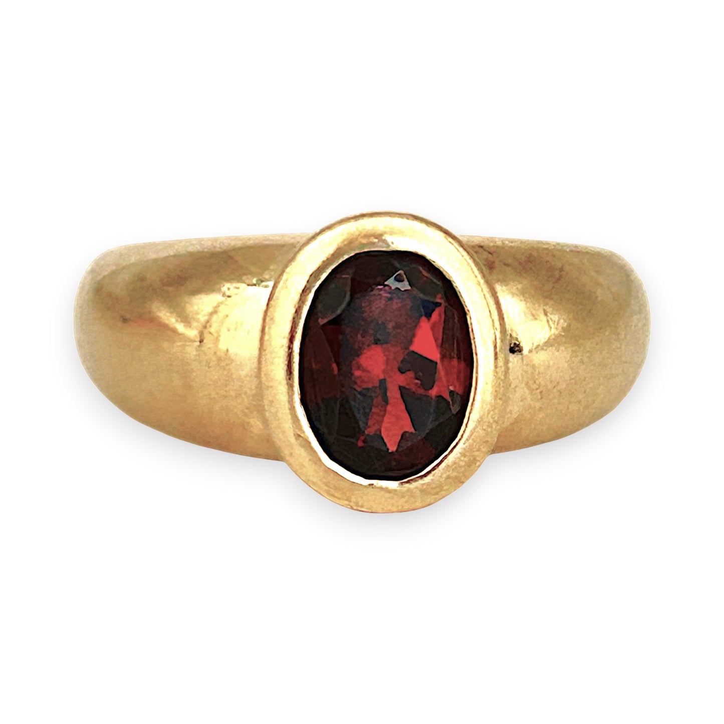 GOLD DEAL | 9ct Gold Crimson Ember Garnet Ring in Bezel Setting