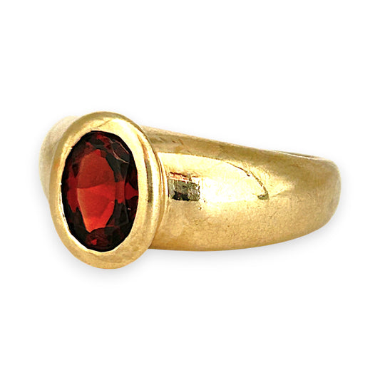 GOLD DEAL | 9ct Gold Crimson Ember Garnet Ring in Bezel Setting