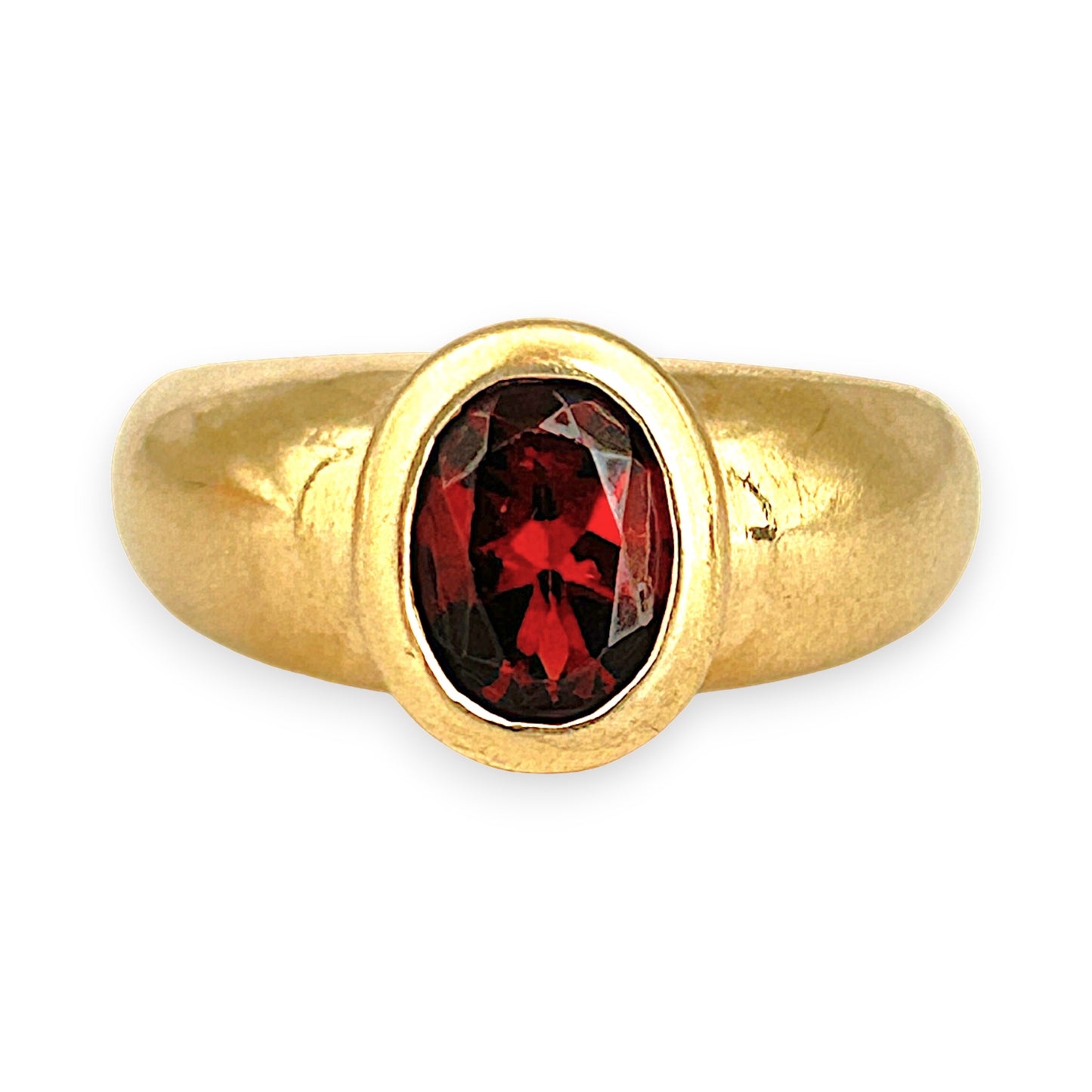 GOLD DEAL | 9ct Gold Crimson Ember Garnet Ring in Bezel Setting