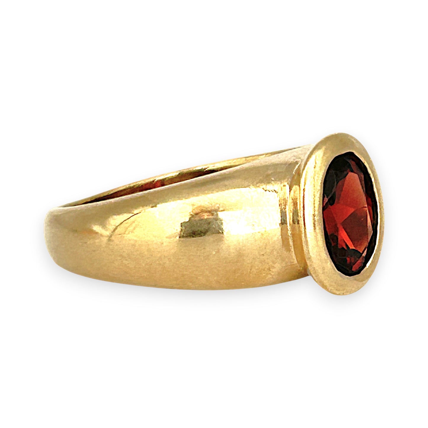 GOLD DEAL | 9ct Gold Crimson Ember Garnet Ring in Bezel Setting