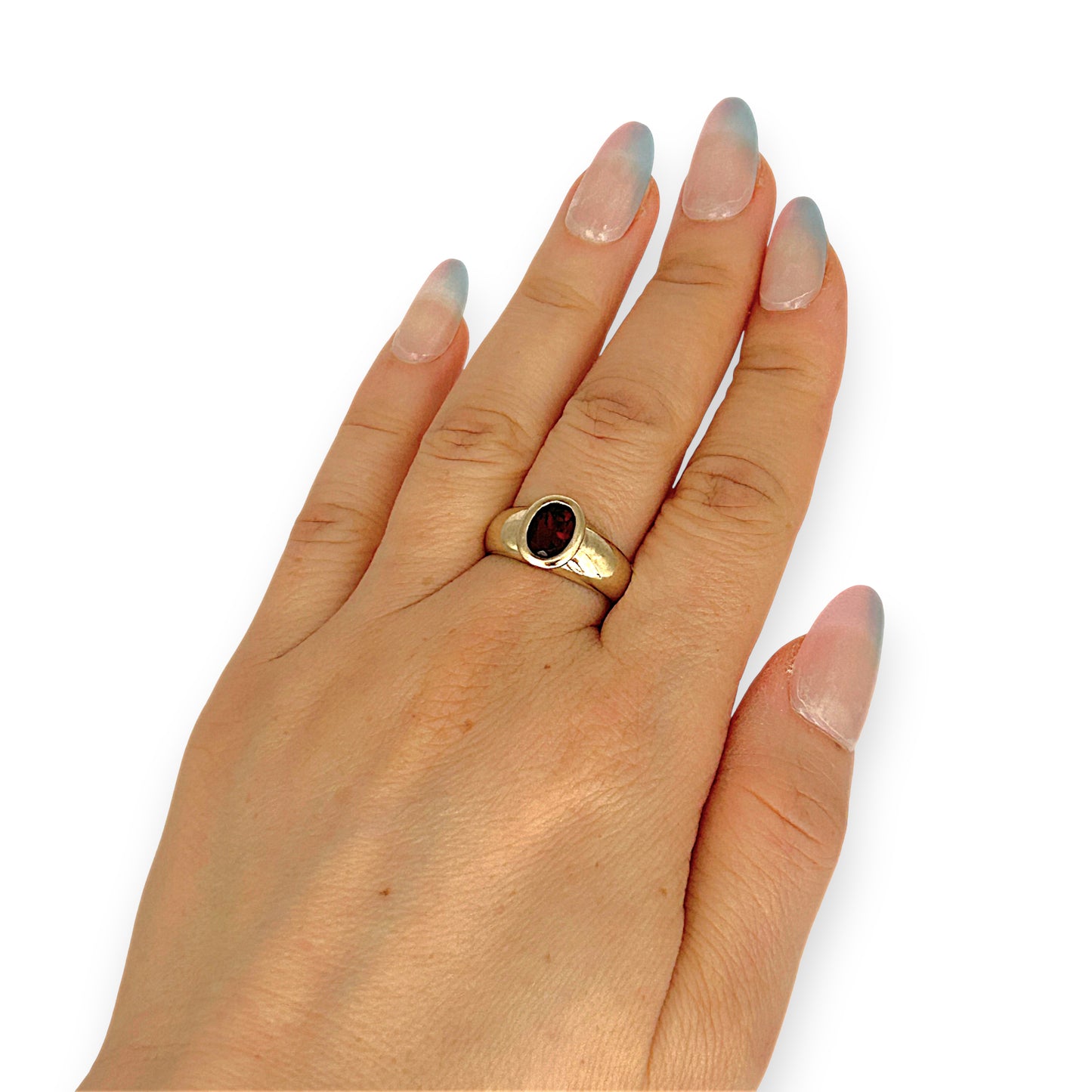 GOLD DEAL | 9ct Gold Crimson Ember Garnet Ring in Bezel Setting