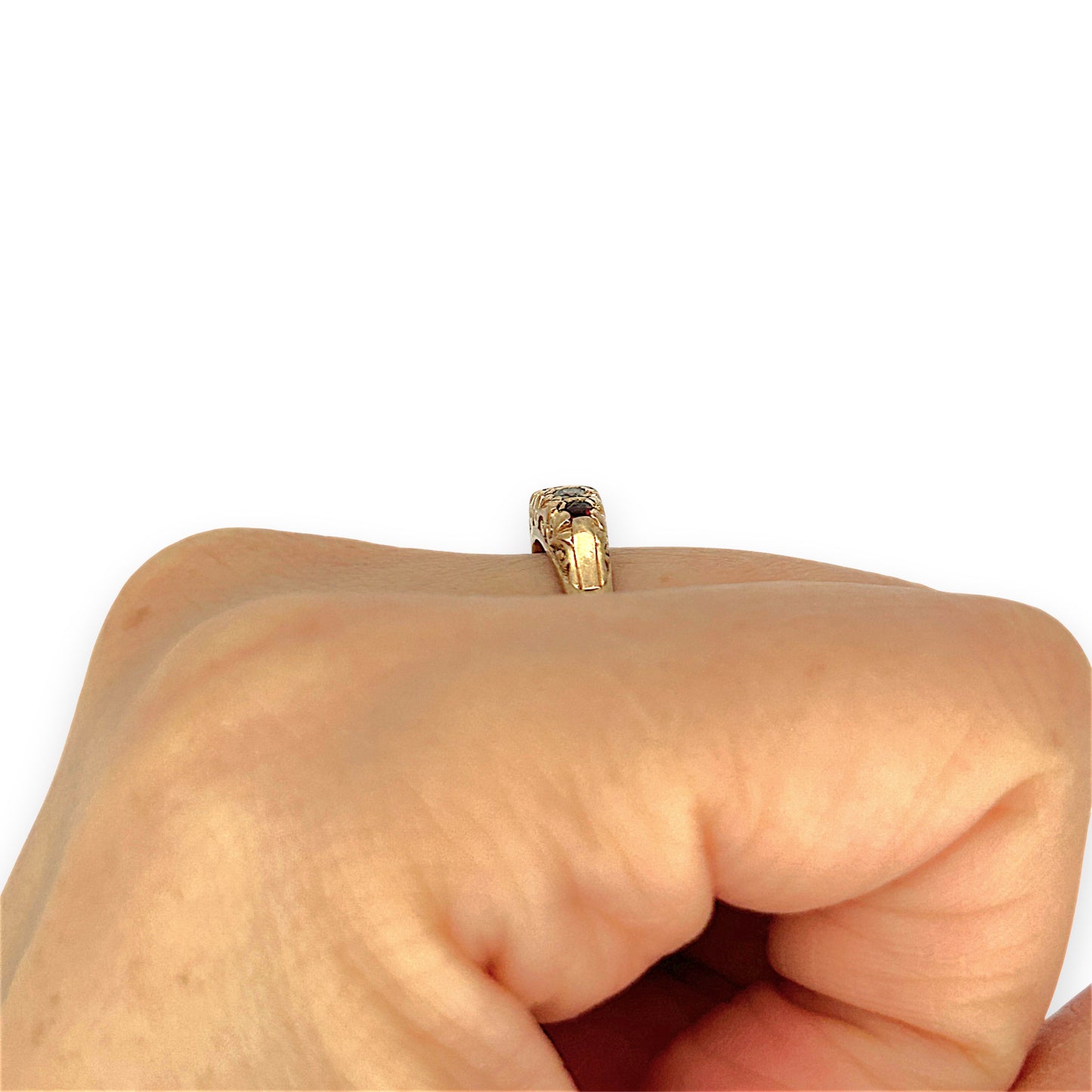 GOLD DEAL | 9ct Gold Garnet & CZ Five-Stone Ring - Symphony in Crimson