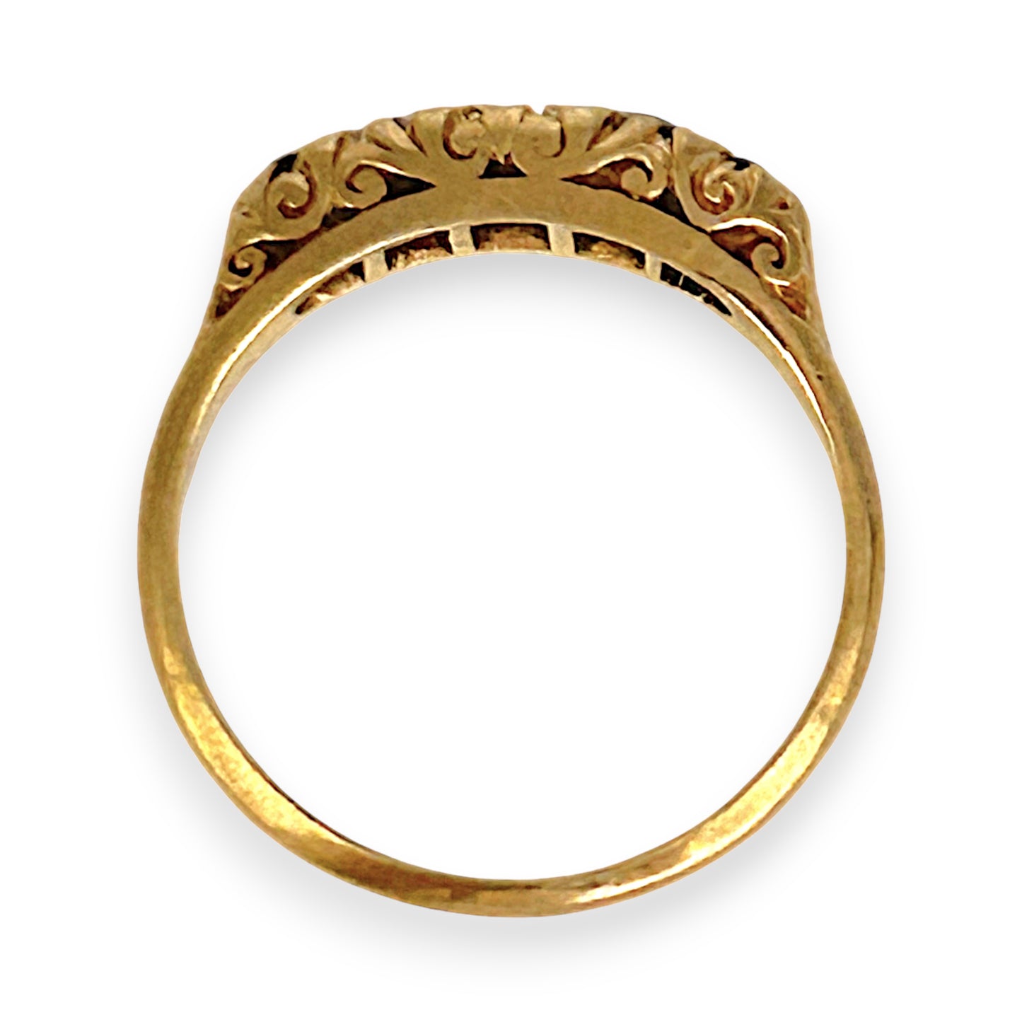 GOLD DEAL | 9ct Gold Garnet & CZ Five-Stone Ring - Symphony in Crimson