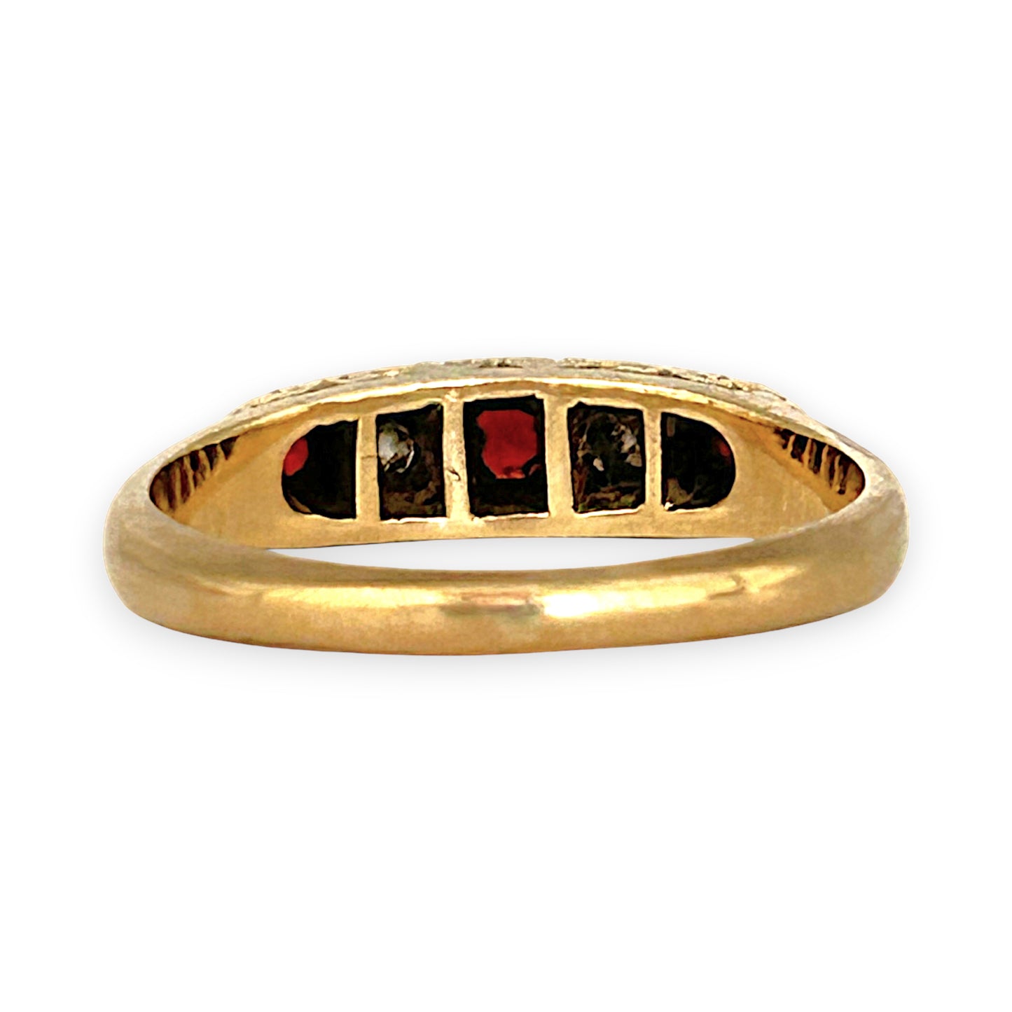 GOLD DEAL | 9ct Gold Garnet & CZ Five-Stone Ring - Symphony in Crimson