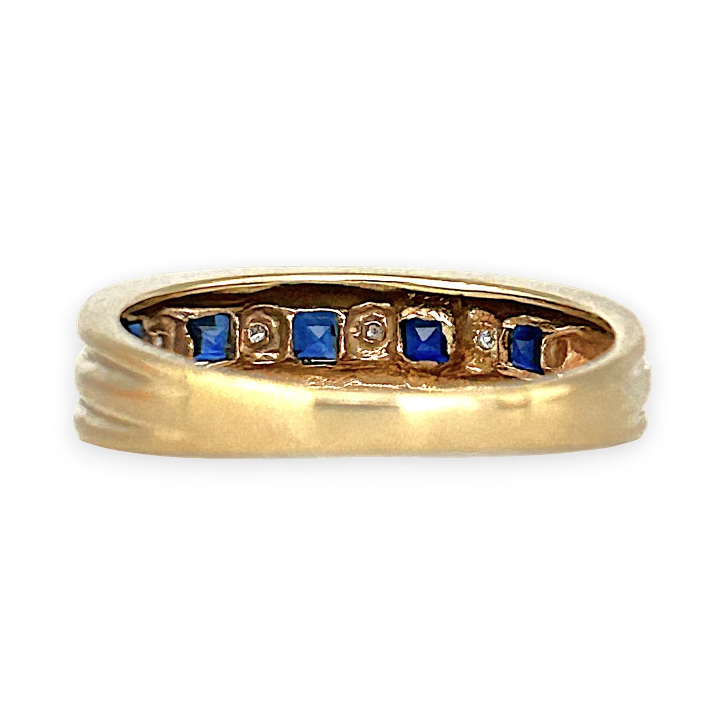 GOLD DEAL | 9ct (9K) Gold Midnight Gleam Sapphire & Diamond Band Ring O