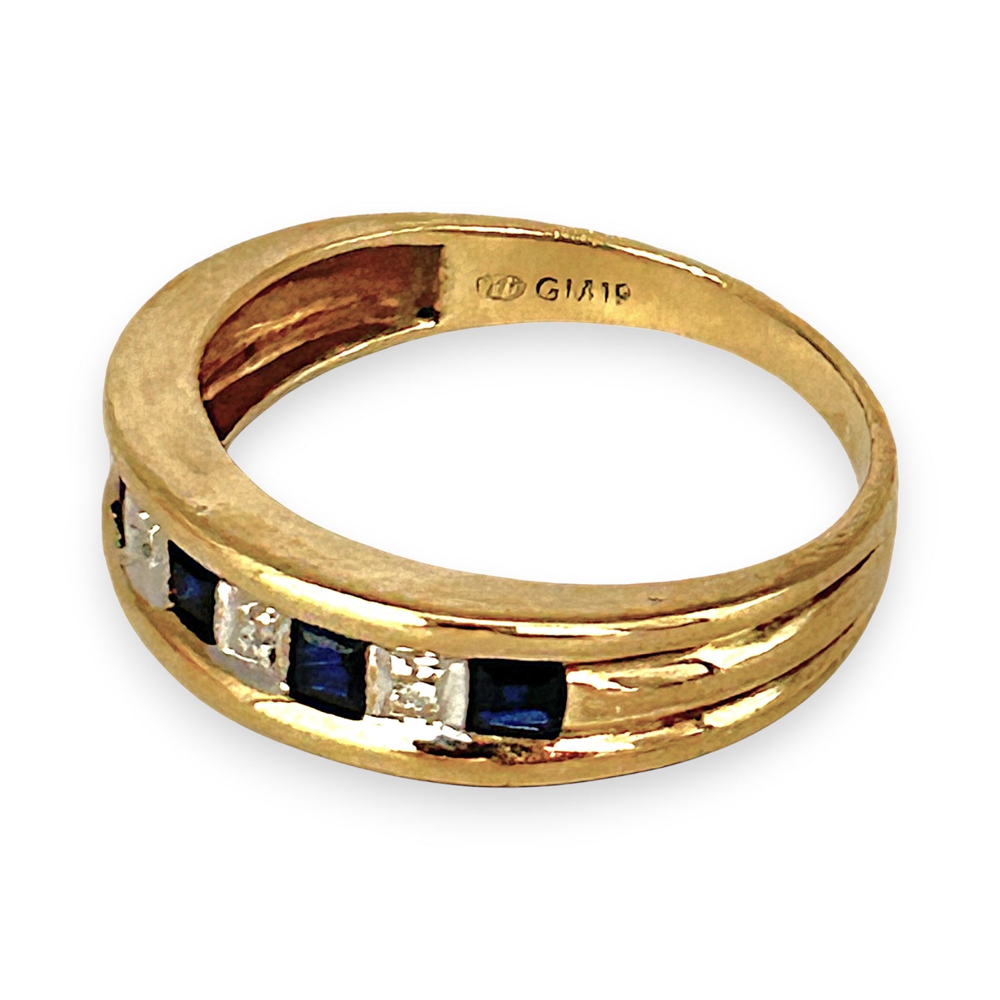 GOLD DEAL | 9ct (9K) Gold Midnight Gleam Sapphire & Diamond Band Ring O
