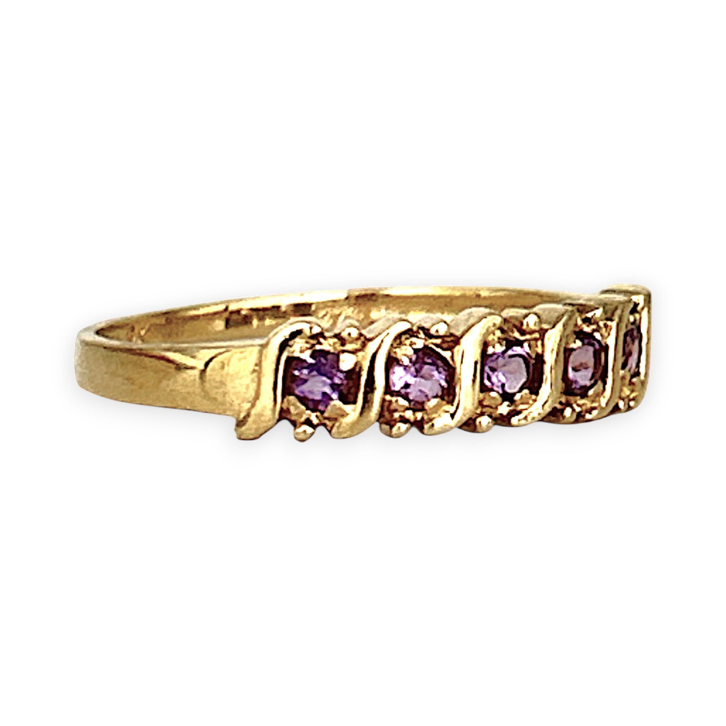GOLD DEAL | 9ct Gold Refurbished Amethyst Wave Ring Size O