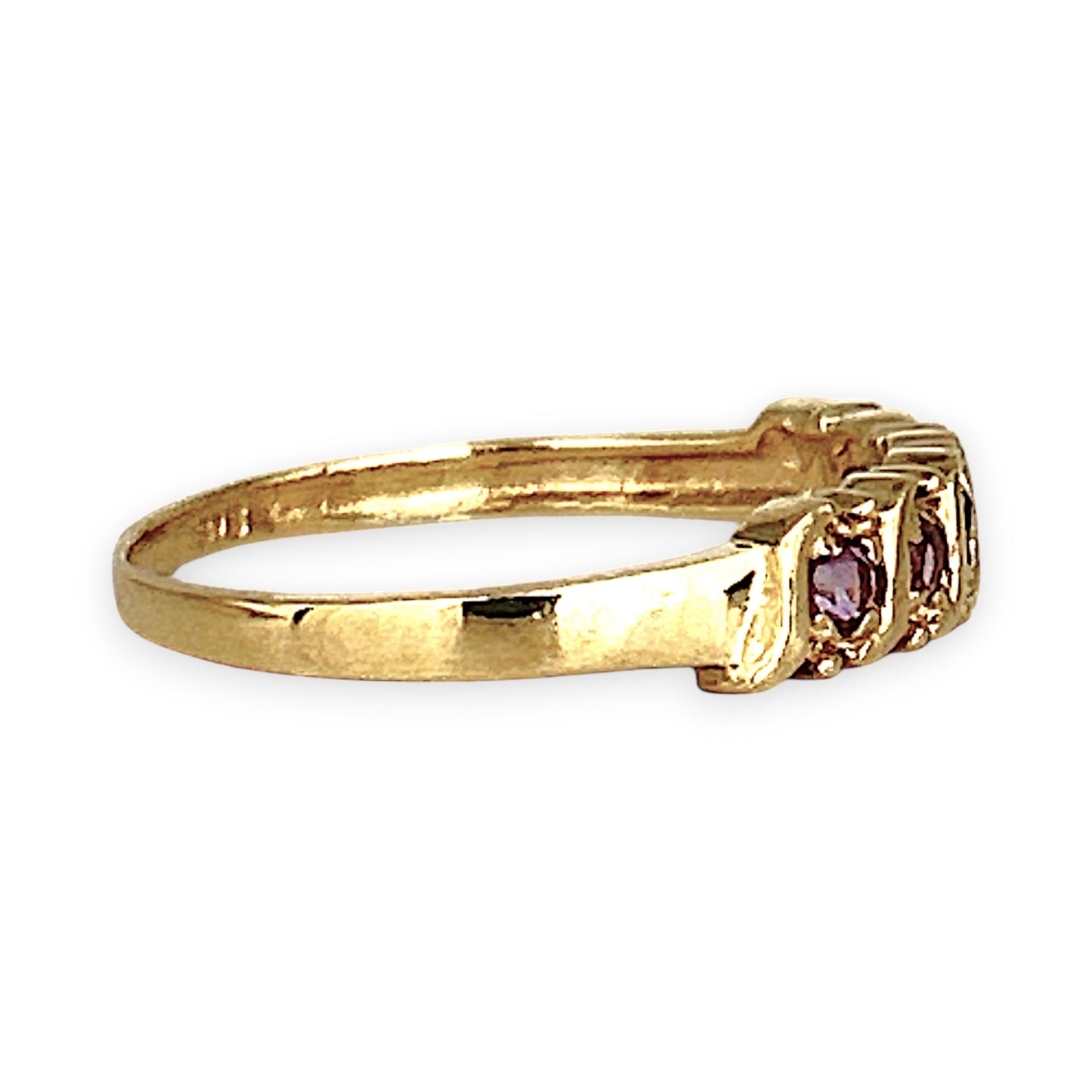 GOLD DEAL | 9ct Gold Refurbished Amethyst Wave Ring Size O