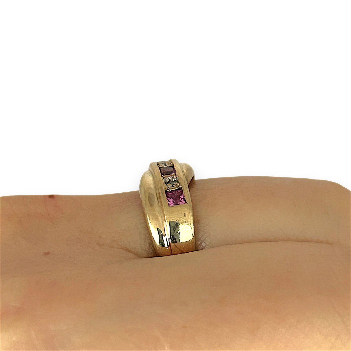 GOLD DEAL | 9ct (9K) Gold Blush Harmony Pink Sapphire & Diamond Ring Size N