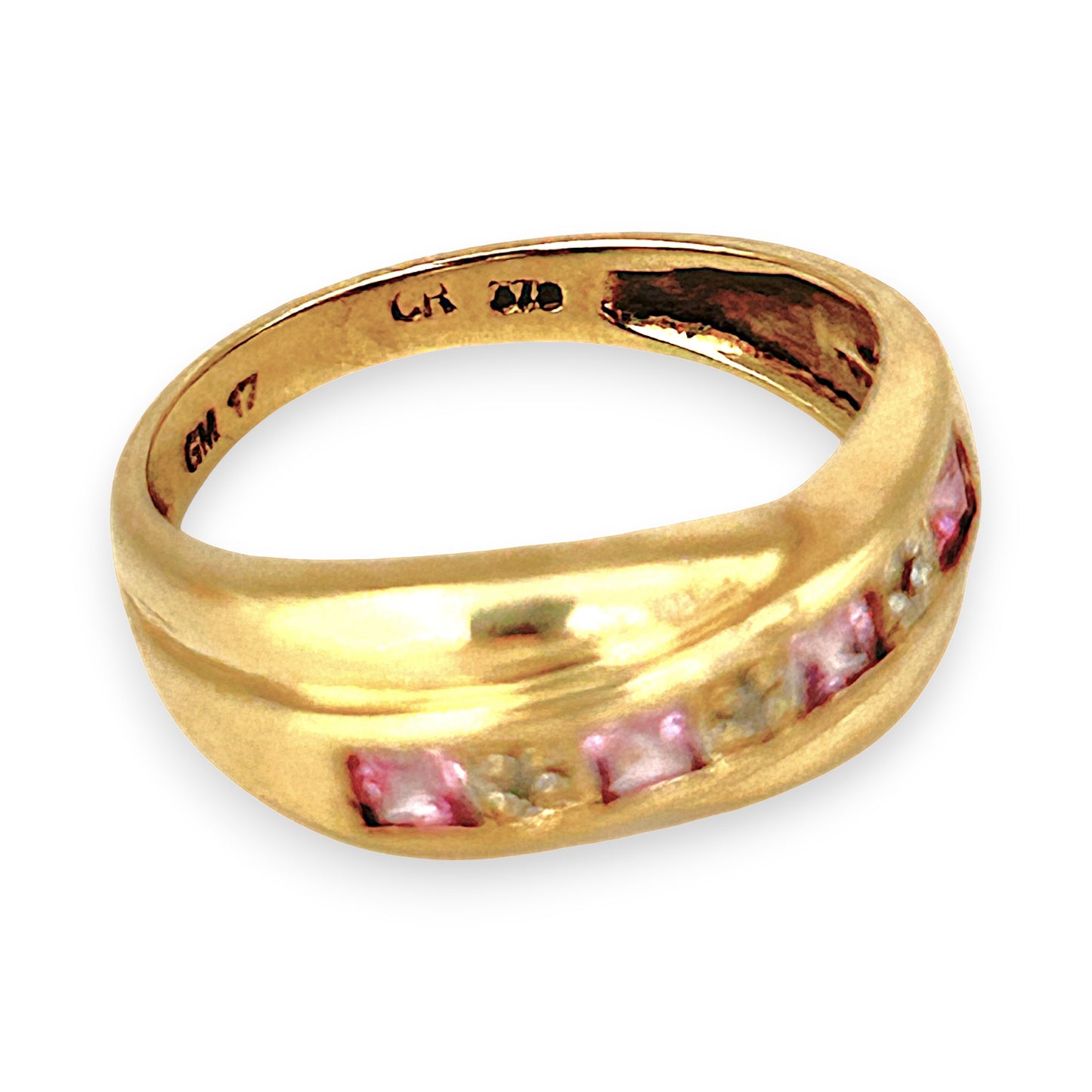 GOLD DEAL | 9ct (9K) Gold Blush Harmony Pink Sapphire & Diamond Ring Size N