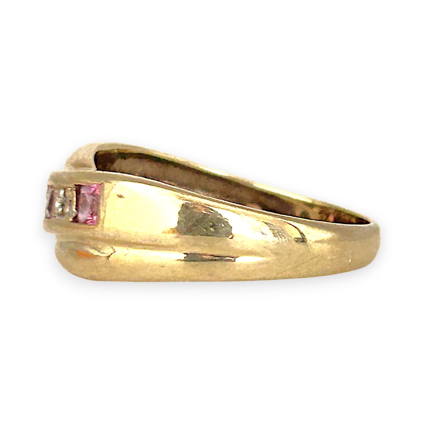 GOLD DEAL | 9ct (9K) Gold Blush Harmony Pink Sapphire & Diamond Ring Size N