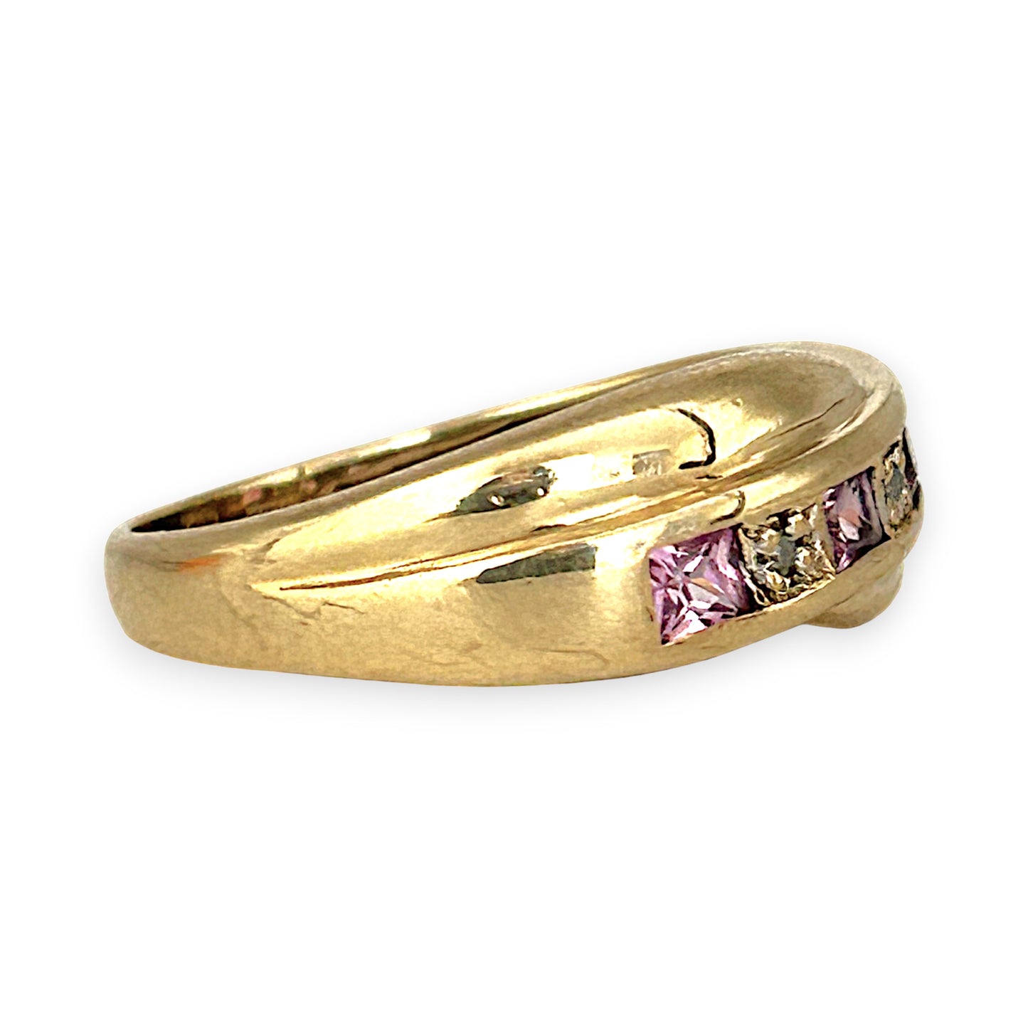 GOLD DEAL | 9ct (9K) Gold Blush Harmony Pink Sapphire & Diamond Ring Size N