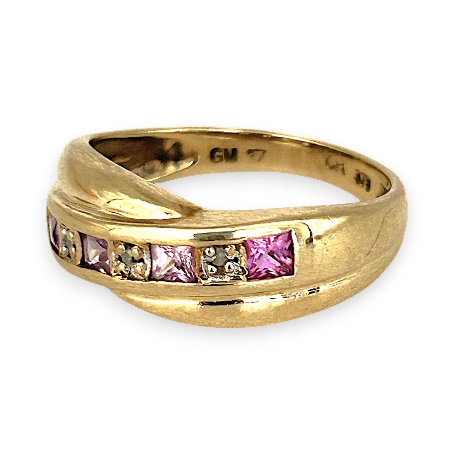 GOLD DEAL | 9ct (9K) Gold Blush Harmony Pink Sapphire & Diamond Ring Size N
