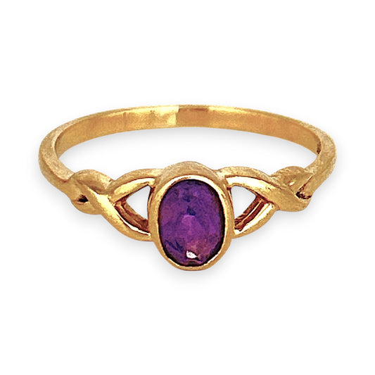 GOLD DEAL | 9ct (9K) Gold Violet Twist Amethyst Ring Size P