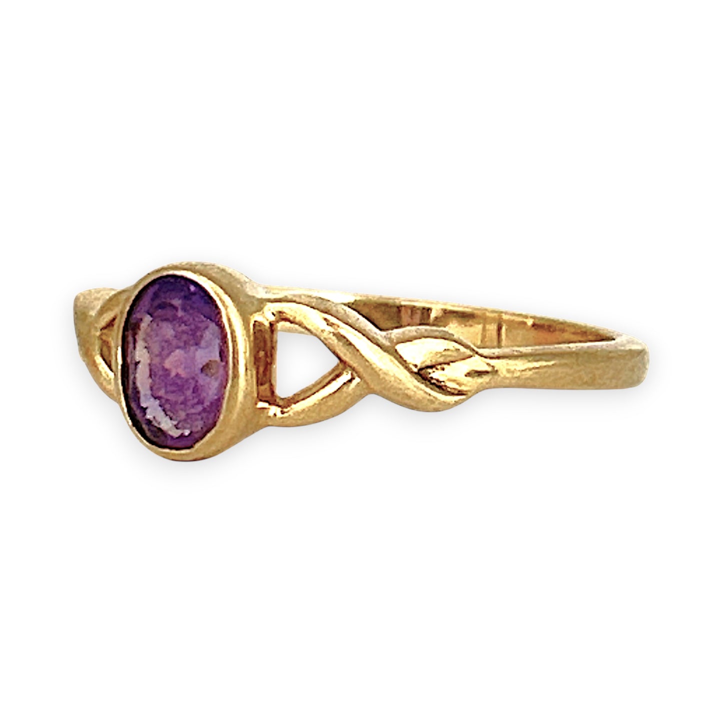 GOLD DEAL | 9ct (9K) Gold Violet Twist Amethyst Ring Size P
