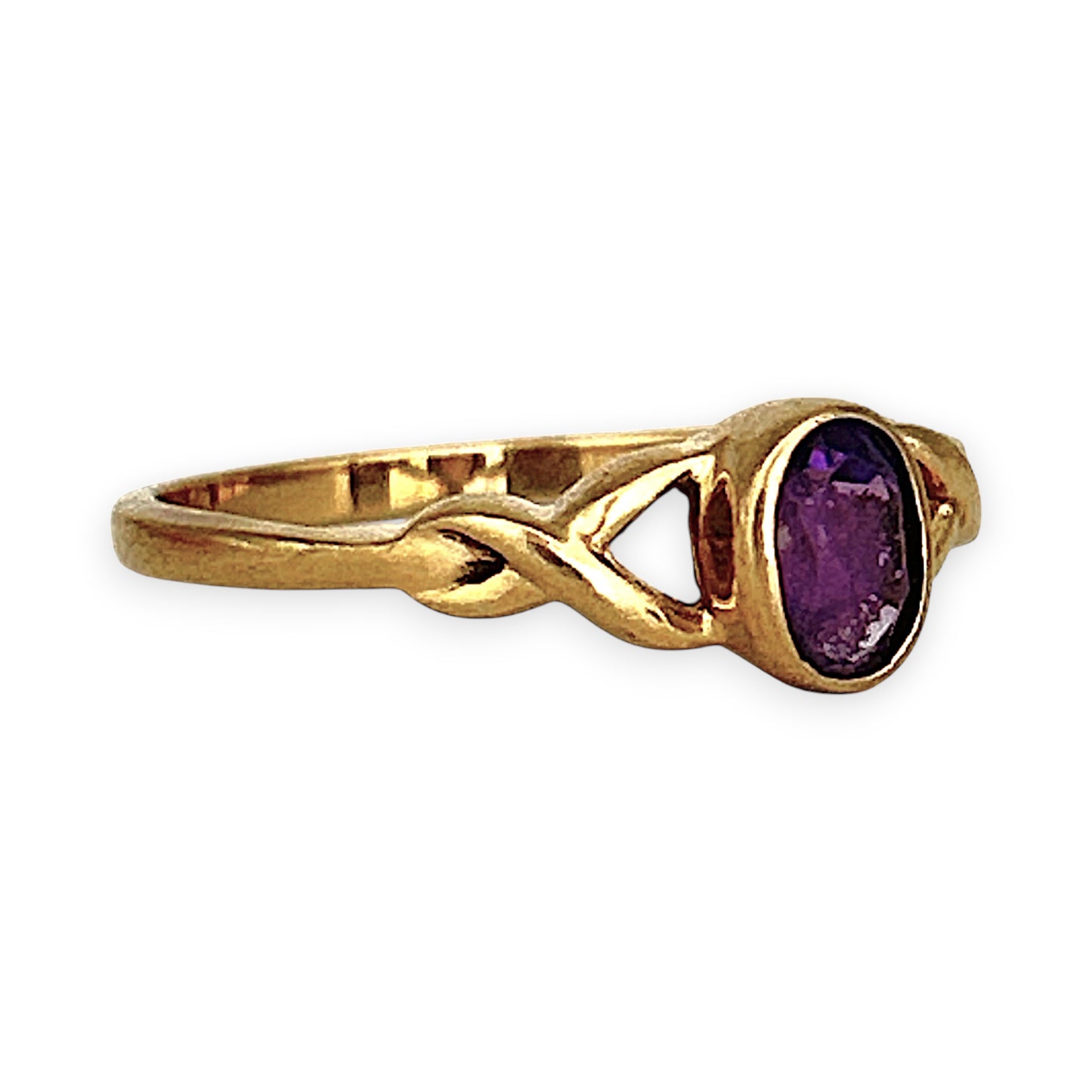 GOLD DEAL | 9ct (9K) Gold Violet Twist Amethyst Ring Size P