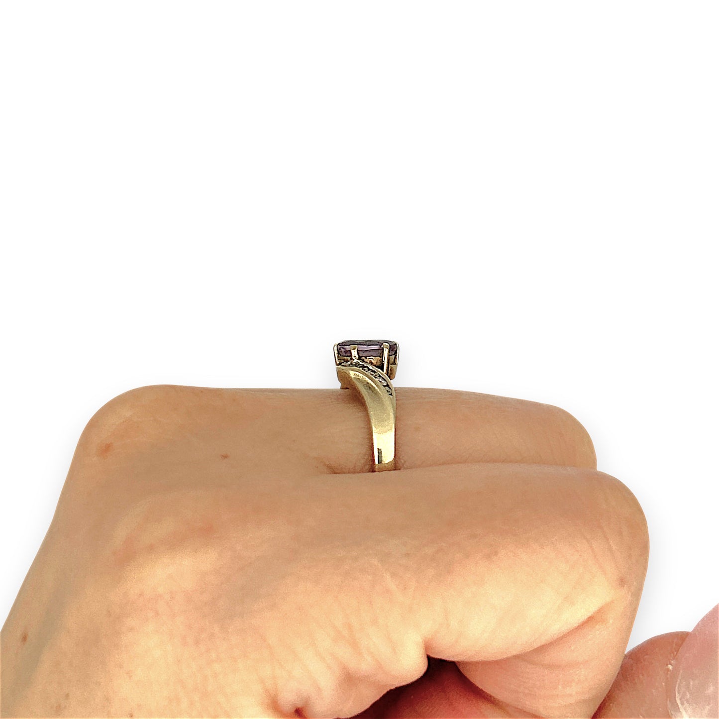 GOLD DEAL | 9ct (9K) Gold Amethyst Elegance Ring with Diamonds