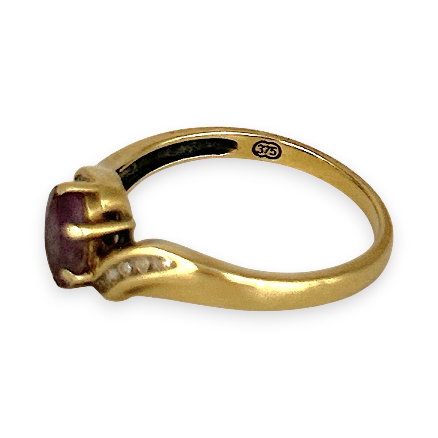 GOLD DEAL | 9ct (9K) Gold Amethyst Elegance Ring with Diamonds