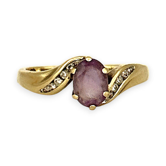 GOLD DEAL | 9ct (9K) Gold Amethyst Elegance Ring with Diamonds