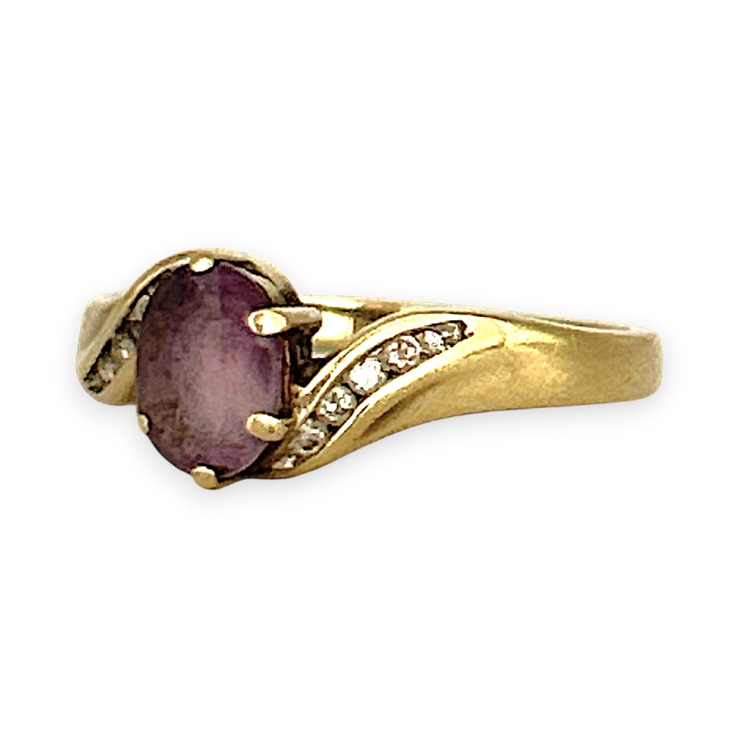 GOLD DEAL | 9ct (9K) Gold Amethyst Elegance Ring with Diamonds