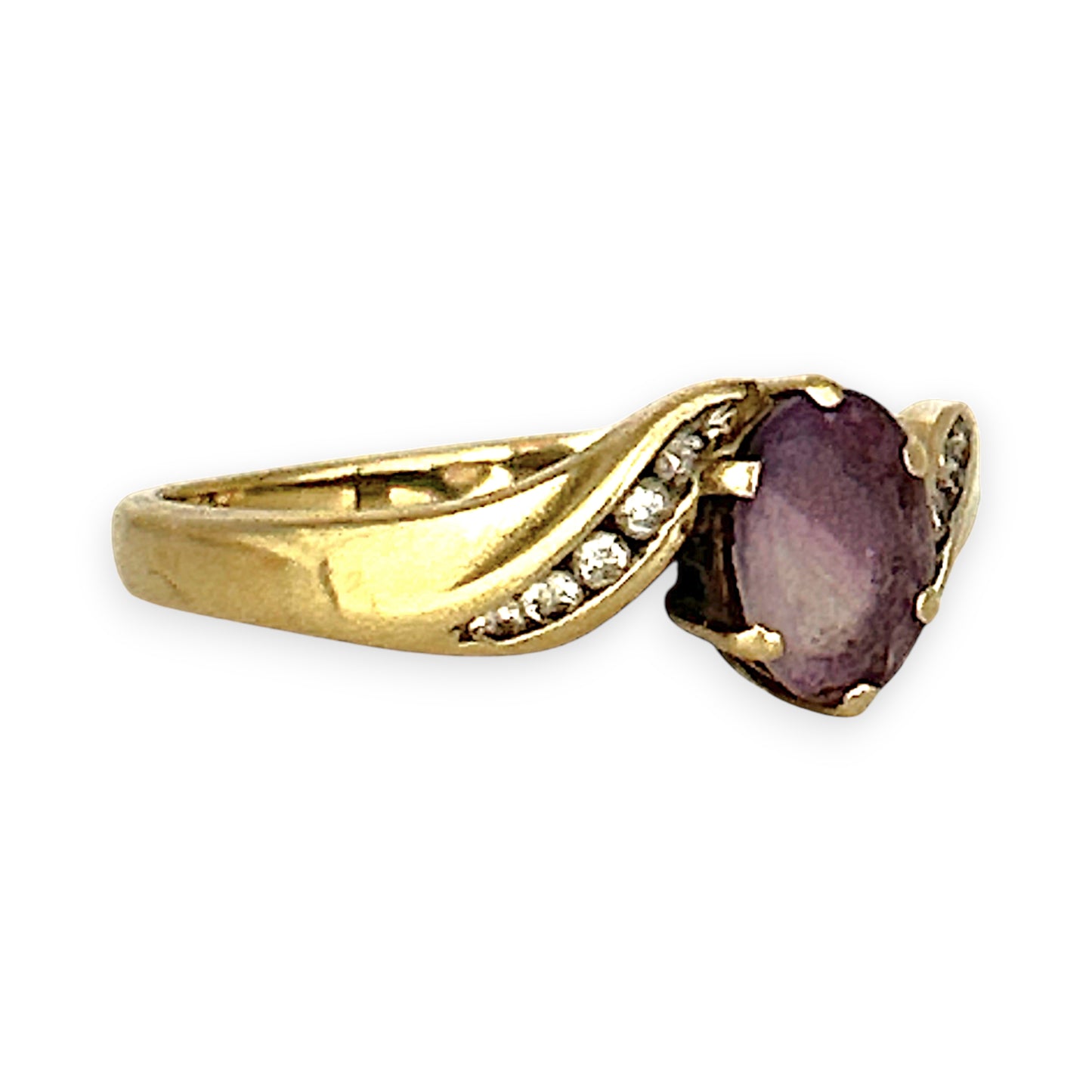 GOLD DEAL | 9ct (9K) Gold Amethyst Elegance Ring with Diamonds