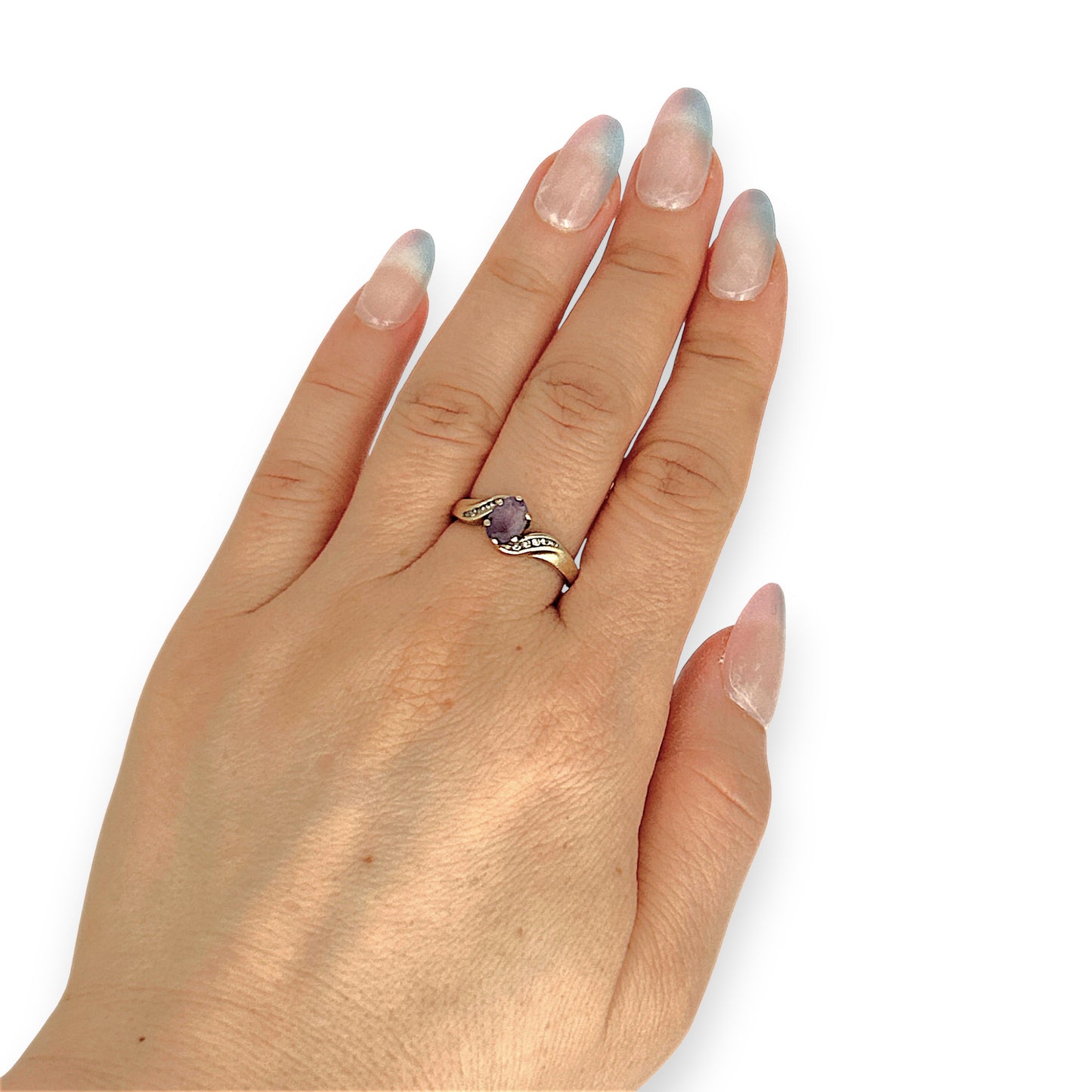 GOLD DEAL | 9ct (9K) Gold Amethyst Elegance Ring with Diamonds