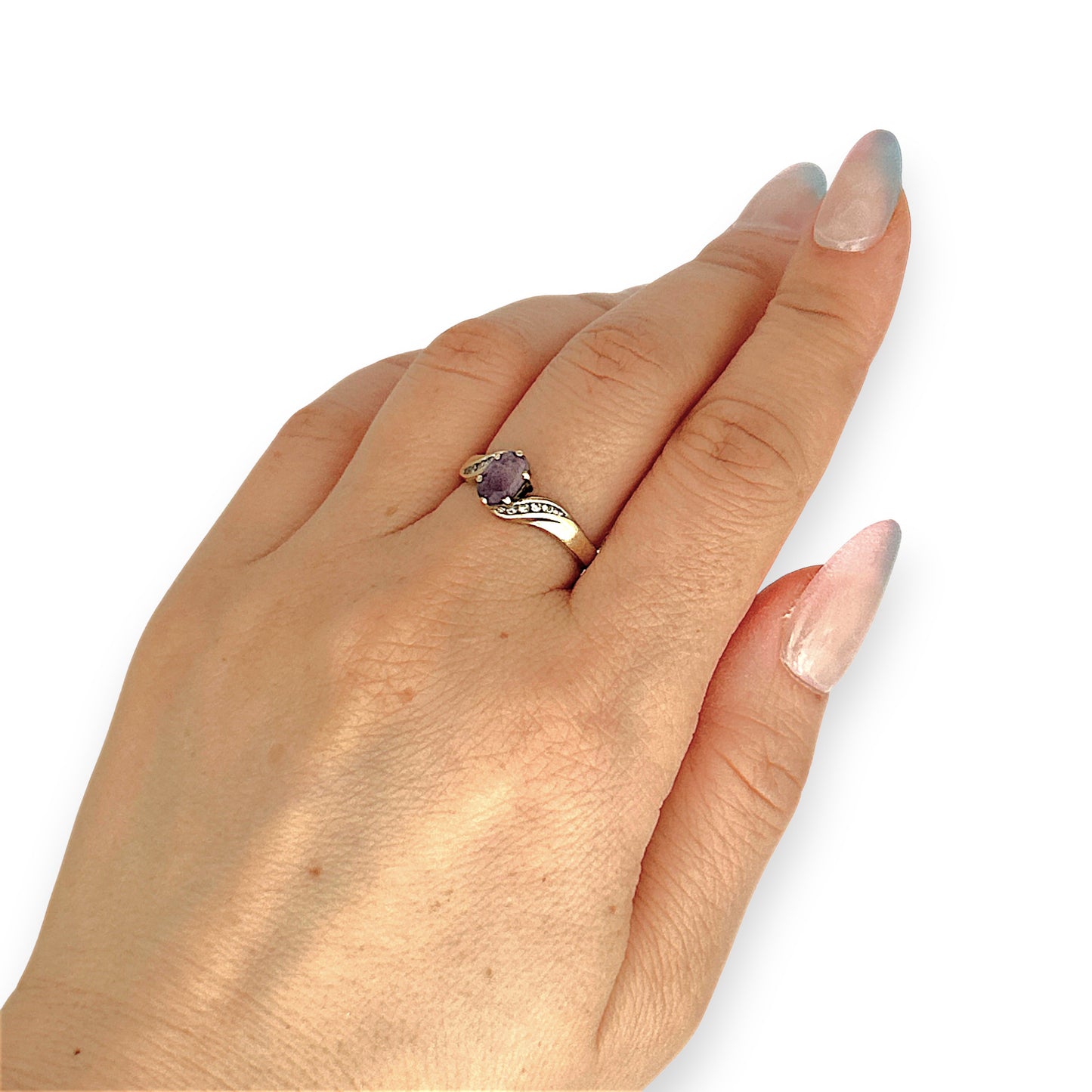 GOLD DEAL | 9ct (9K) Gold Amethyst Elegance Ring with Diamonds