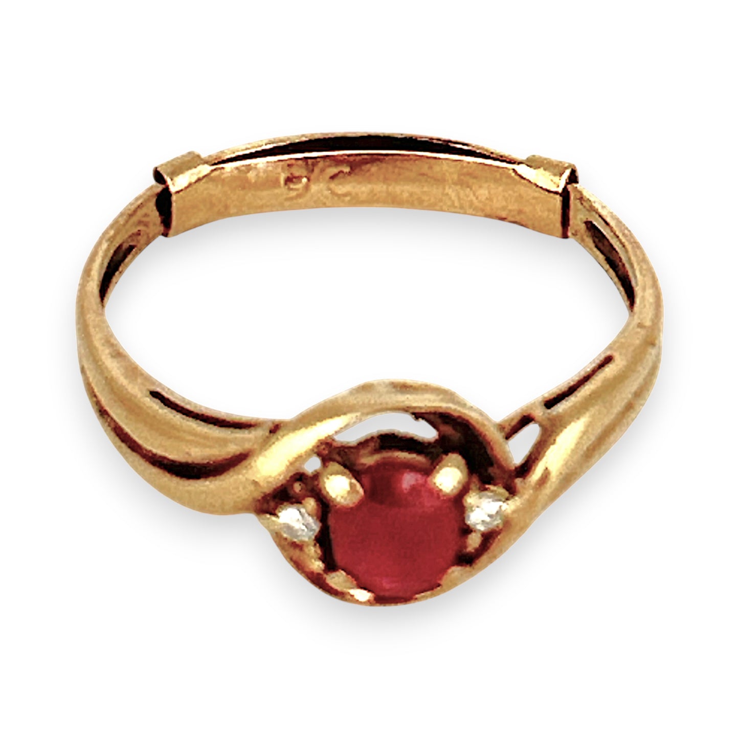 GOLD DEAL | 9ct Gold Crimson Whisper Ruby & Diamond Ring with a Size Adjuster