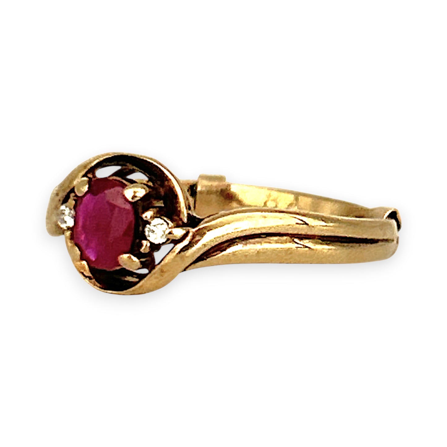 GOLD DEAL | 9ct Gold Crimson Whisper Ruby & Diamond Ring with a Size Adjuster