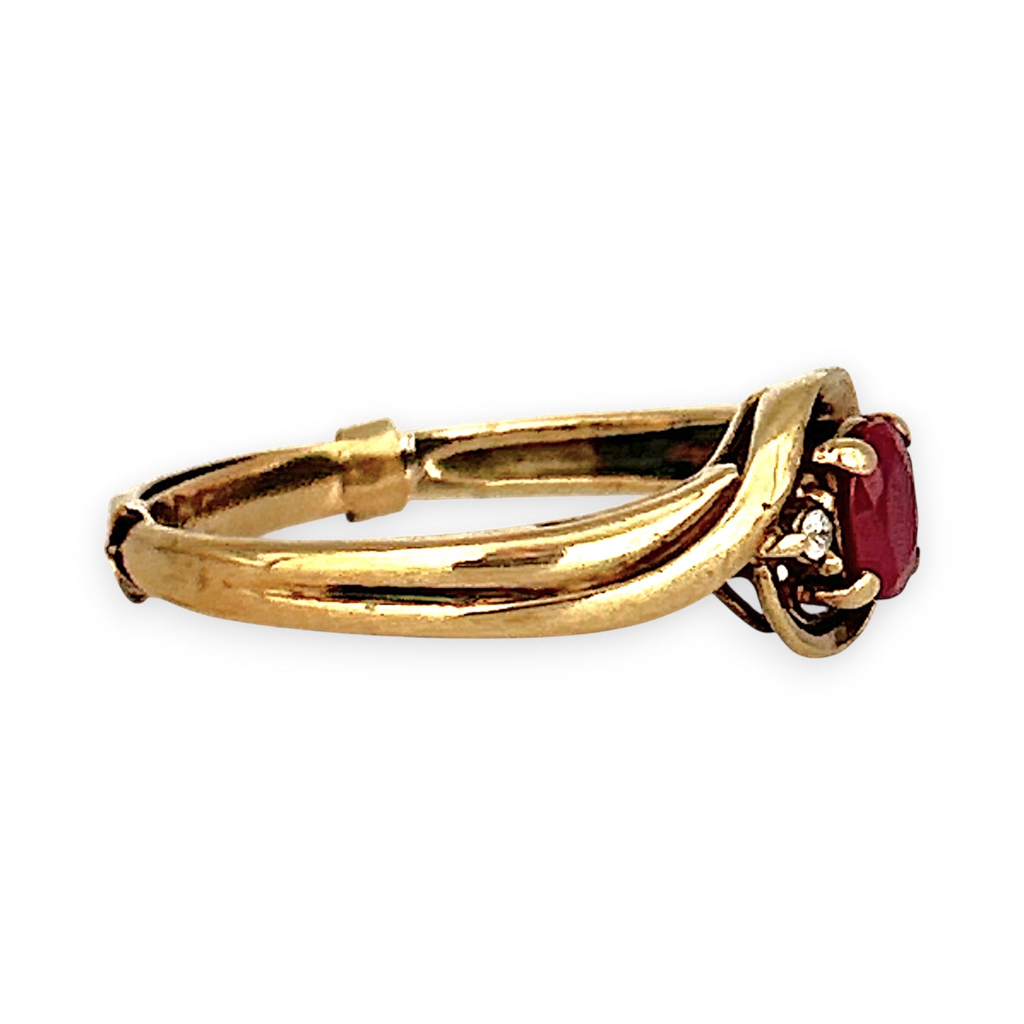 GOLD DEAL | 9ct Gold Crimson Whisper Ruby & Diamond Ring with a Size Adjuster