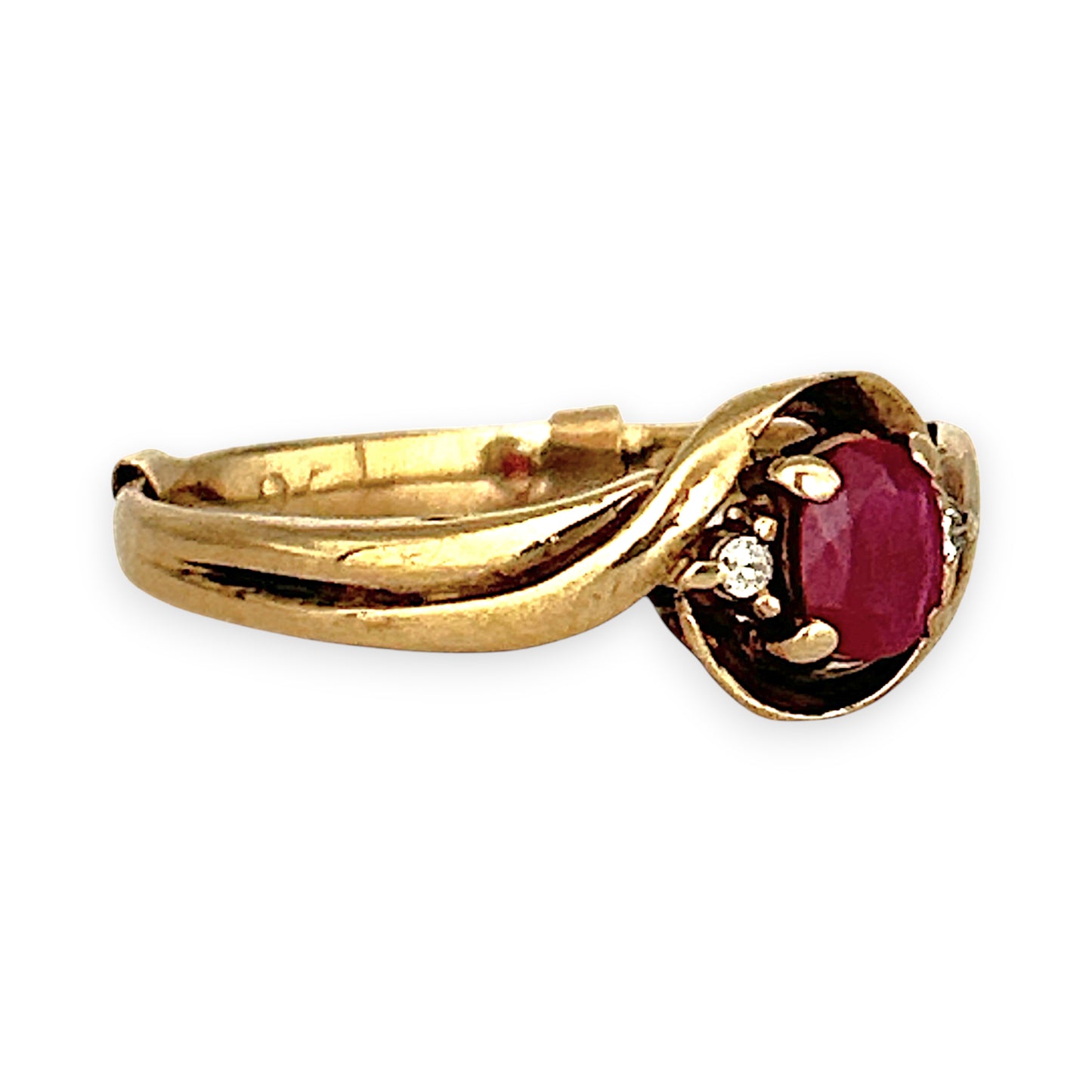 GOLD DEAL | 9ct Gold Crimson Whisper Ruby & Diamond Ring with a Size Adjuster