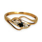 GOLD DEAL | 9ct Gold Noir Elegance Ring — Natural Sapphire & Diamond Trio