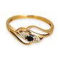 GOLD DEAL | 9ct Gold Noir Elegance Ring — Natural Sapphire & Diamond Trio