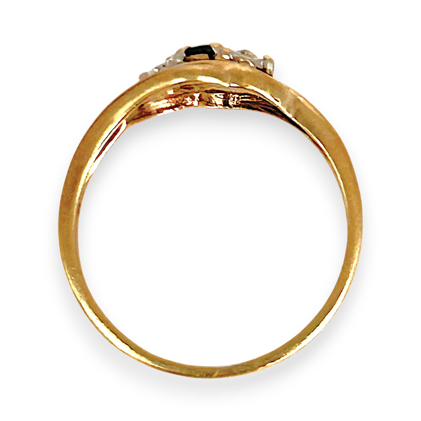 GOLD DEAL | 9ct Gold Noir Elegance Ring — Natural Sapphire & Diamond Trio