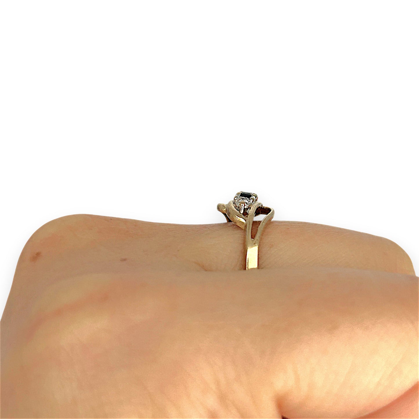 GOLD DEAL | 9ct Gold Noir Elegance Ring — Natural Sapphire & Diamond Trio