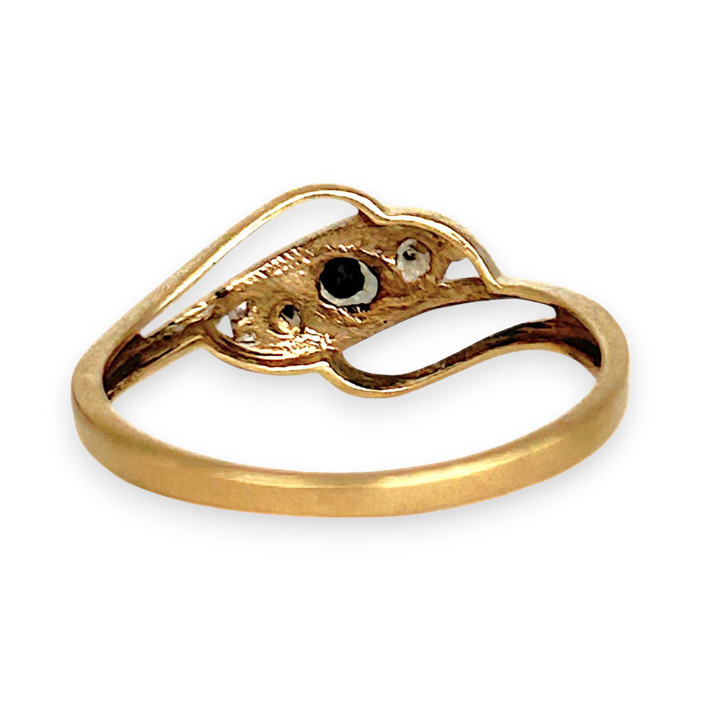 GOLD DEAL | 9ct Gold Noir Elegance Ring — Natural Sapphire & Diamond Trio