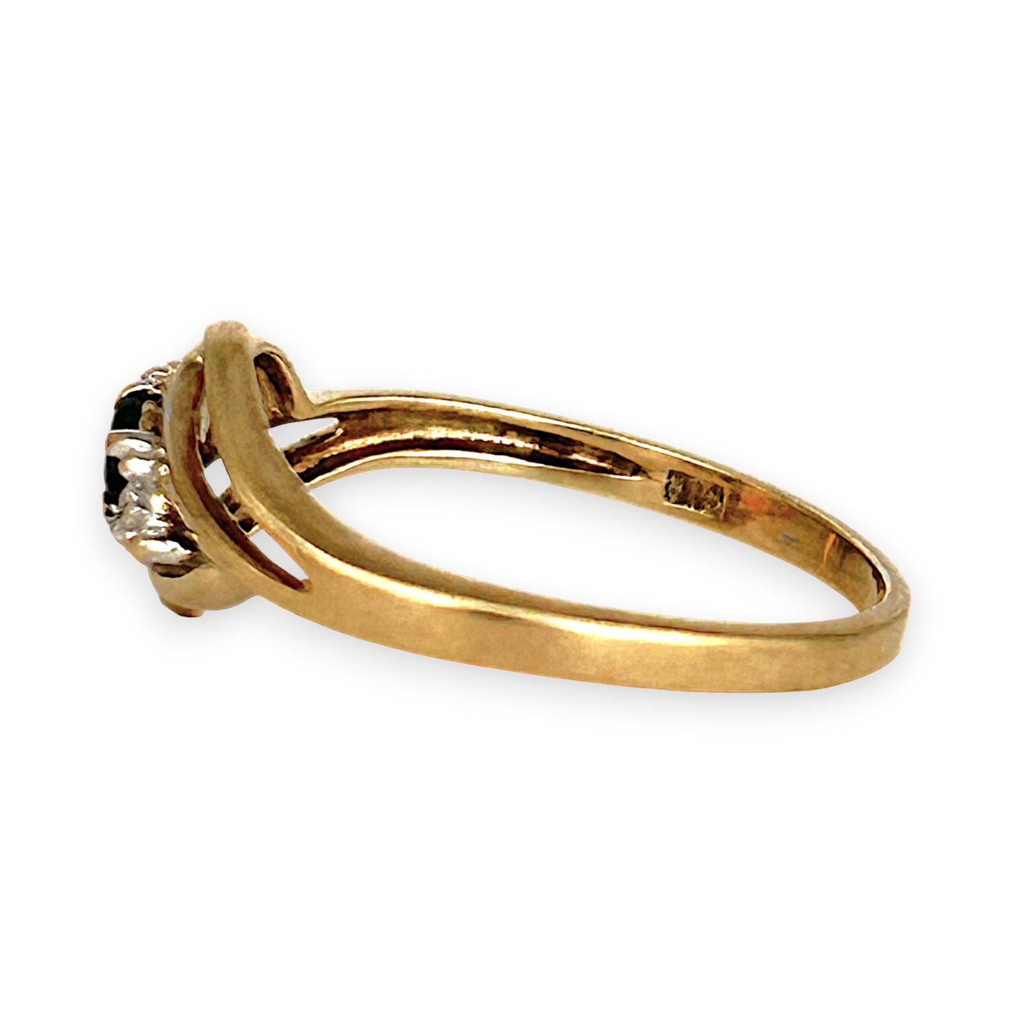 GOLD DEAL | 9ct Gold Noir Elegance Ring — Natural Sapphire & Diamond Trio