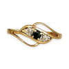 GOLD DEAL | 9ct Gold Noir Elegance Ring — Natural Sapphire & Diamond Trio