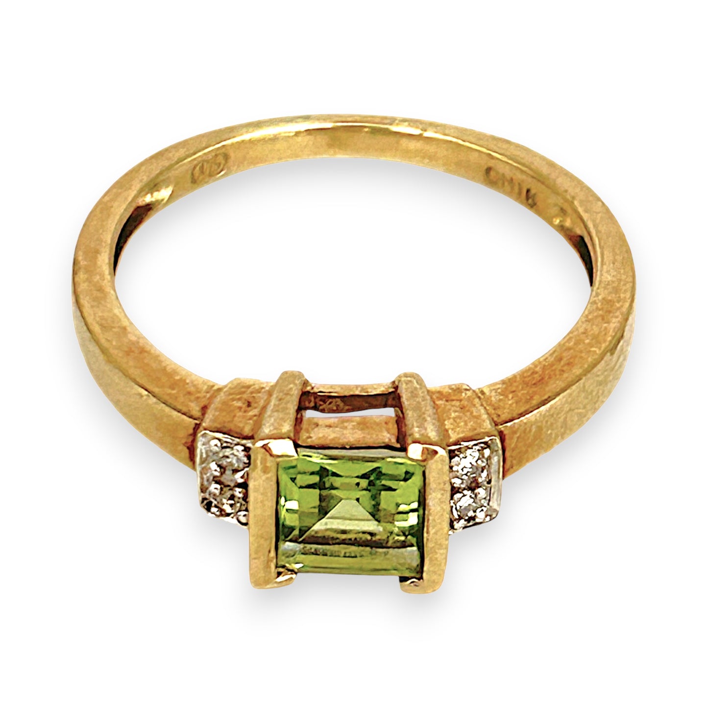 GOLD DEAL | 9ct Gold Ring with Princess Cut Peridot & Diamond Accents