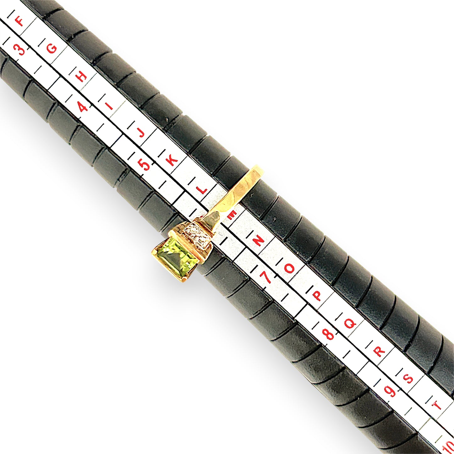 GOLD DEAL | 9ct Gold Ring with Princess Cut Peridot & Diamond Accents