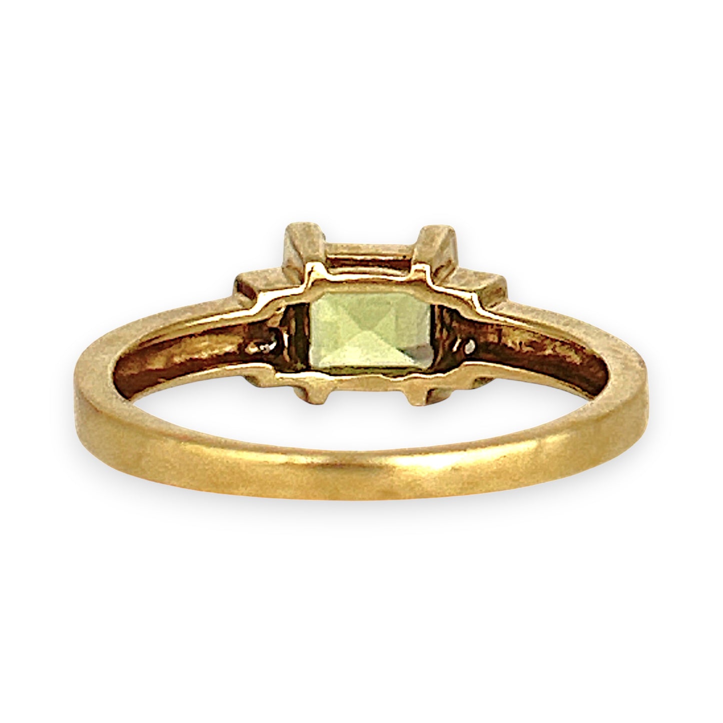 GOLD DEAL | 9ct Gold Ring with Princess Cut Peridot & Diamond Accents